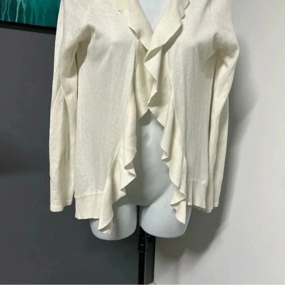 Forever 21 Women's Medium Ivory Waterfall Open Front Cardigan Lightweight - Picture 3 of 9